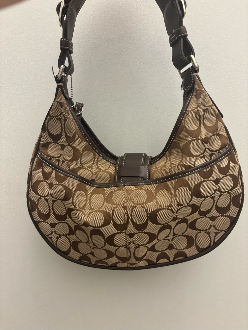 Y2K Vintage Coach Soho Hampton Hobo Shoulder Bag Brown Signature Jacquard Bag - Picture 15 of 15